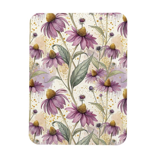Watercolor Echinacea Purple & Gold Magnet (Vertikal)