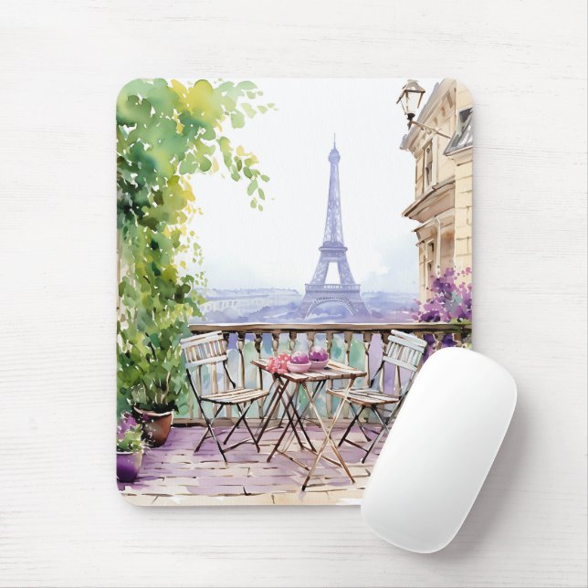 Watercolor Eifel Tower Paris Mousepad (Mit Mouse)