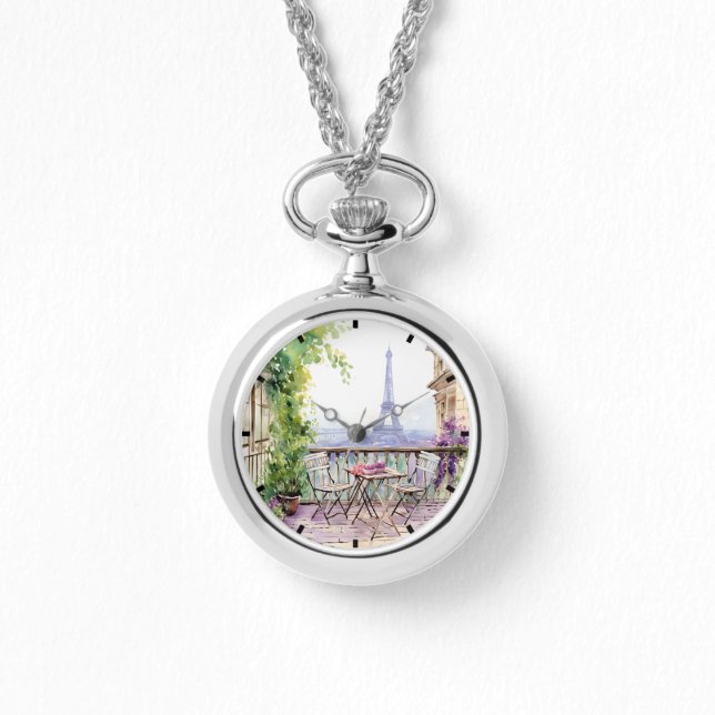 Watercolor Eiffel Tower Paris Armbanduhr (Vorderseite)