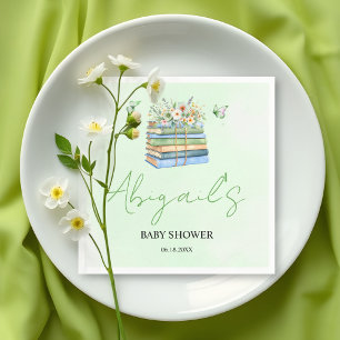 Watercolor Ein neues Kapitel beginnt grüne Babypar Serviette