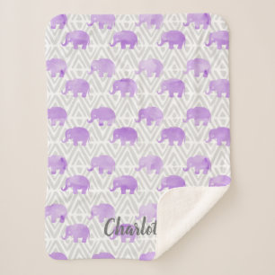 Watercolor-Elefant Shibori ursprüngliches Zickzac Sherpadecke