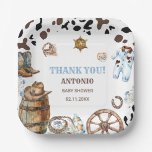 Watercolor elegant Little Cowboy RodePaper Napkin Pappteller