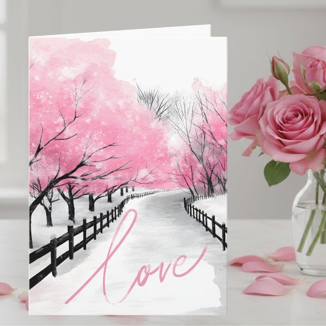 Watercolor Elegant Pink Love Valentine's Day Card Karte (Von Creator hochgeladen)