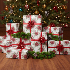 Watercolor Elegant Red Poinsettia Christmas Geschenkpapier