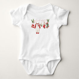 Watercolor Elegant Santa Baby Christmas Baby Showe Baby Strampler