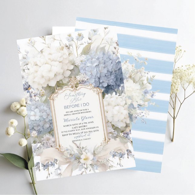 Watercolor Elegant  Something Blue Bridal Shower Einladung (Von Creator hochgeladen)