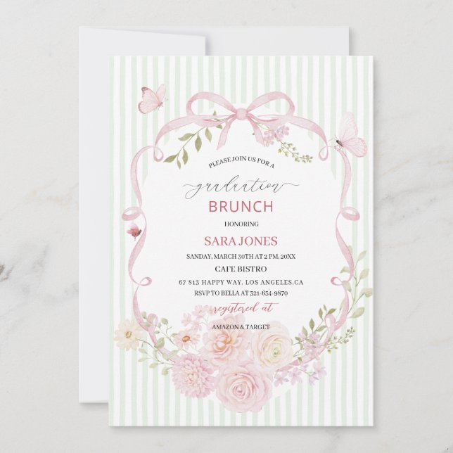 Watercolor Elegant Wildflowers graduatioInvitation Einladung (Vorderseite)