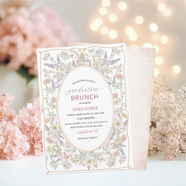 Watercolor Elegant Wildflowers graduatioInvitation Einladung (Von Creator hochgeladen)