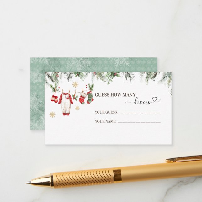 Watercolor Elegant WinterSanta Baby Christmas baby Begleitkarte (Vorderseite/Rückseite Beispiel)