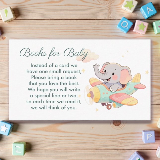 Watercolor Elephant Airplane Books for Baby Card Begleitkarte (Von Creator hochgeladen)