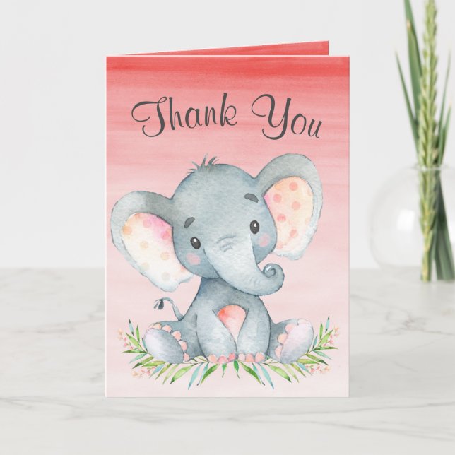 Watercolor Elephant Girl Danke (Vorderseite)