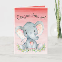 Watercolor Elephant Girl Herzlichen Glückwunsch
