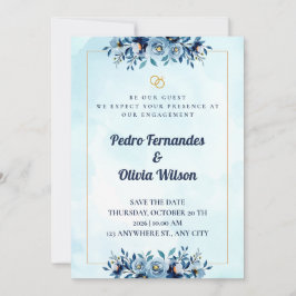 Watercolor Engagement Invitation Card Einladung
