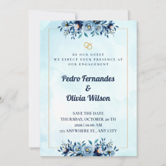 Watercolor Engagement Invitation Card Einladung