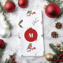 Watercolor Englisch Robin Christmas Holiday