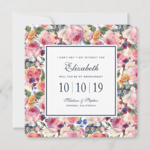 Watercolor Englische Rosen - Brautjungfer Einladung