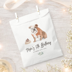 Watercolor English Bulldog Birthday Danke Geschenktütchen