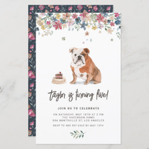 Watercolor English Bulldog - Einladung zum Geburts