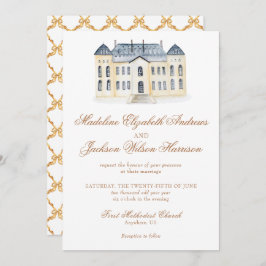 Watercolor English Manor Anwesen Wedding Einladung