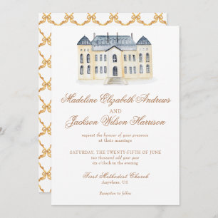 Watercolor English Manor Anwesen Wedding Einladung