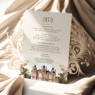 Watercolor English Manor Wedding Info/Details Card Einladung