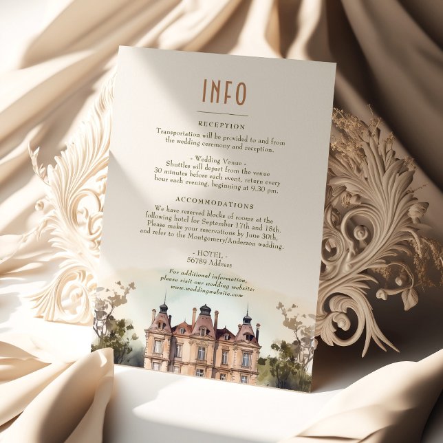 Watercolor English Manor Wedding Info/Details Card Einladung (Von Creator hochgeladen)