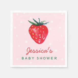 Watercolor-Erdbeerpersonalisierte Baby-Dusche Serviette