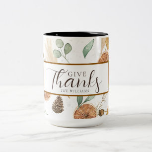 Watercolor-Erntedank-Karten und Dankbarkeit Zweifarbige Tasse