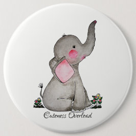 Watercolor-erröten niedlicher Baby-Elefant mit u. Button