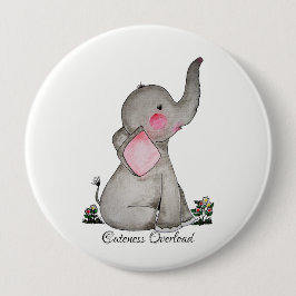 Watercolor-erröten niedlicher Baby-Elefant mit u. Button