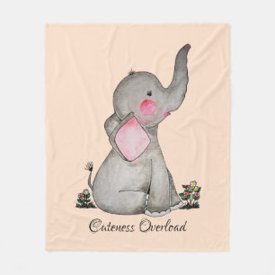 Watercolor-erröten niedlicher Baby-Elefant mit u. Fleecedecke