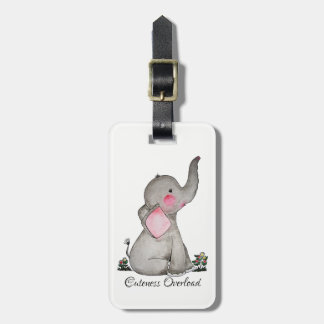 Watercolor-erröten niedlicher Baby-Elefant mit u. Gepäckanhänger