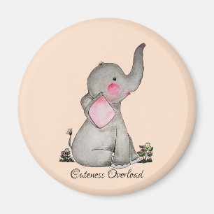 Watercolor-erröten niedlicher Baby-Elefant mit u. Magnet