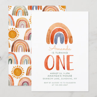 Watercolor Erstgeburt Modern Boho Rainbow Einladung