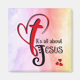 Watercolor ES GEHT ALLES UM JESUS Christlich Magnet