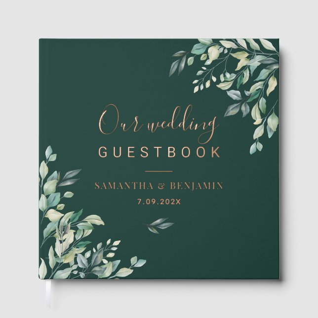 Watercolor Eucalyptus Botanical Wedding Gästebuch (Vorderseite)
