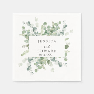 watercolor eucalyptus frame serviette