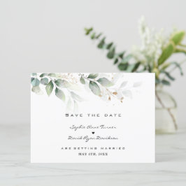Watercolor Eucalyptus Greenery Gold Wedding Save The Date