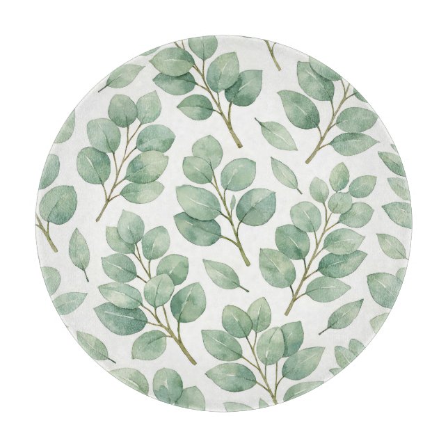 Watercolor Eucalyptus Greenery Pattern Schneidebrett (Vorderseite)