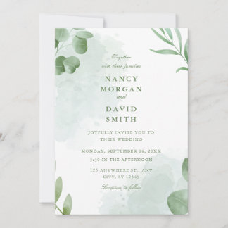 Watercolor Eucalyptus Leaves Greenery Wedding  Einladung