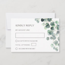 Watercolor Eucalyptus Leaves Wedding RSVP Karte