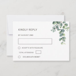Watercolor Eucalyptus Leaves Wedding RSVP Karte