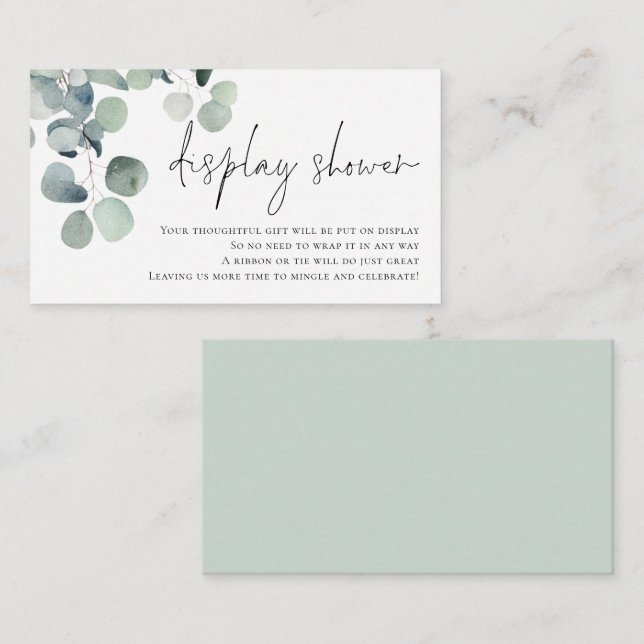 Watercolor Eucalyptus Script Display Bridal Shower Begleitkarte (Vorne/Hinten)