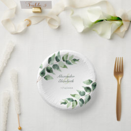 Watercolor Eucalyptus Wedding | White Pappteller