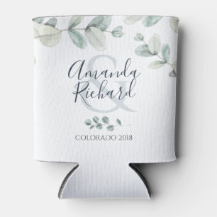 Watercolor-Eukalyptus-Hochzeit kann cooler Dosenkühler