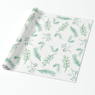 Watercolor Evergreen Holiday Wrapping Paper Geschenkpapier