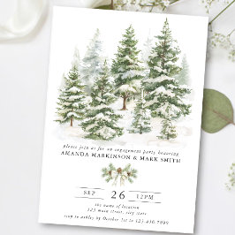 Watercolor Evergreen Winter Engagement Party Einladung