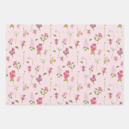 Watercolor Fairy Pink Stripes Geschenkpapier Set