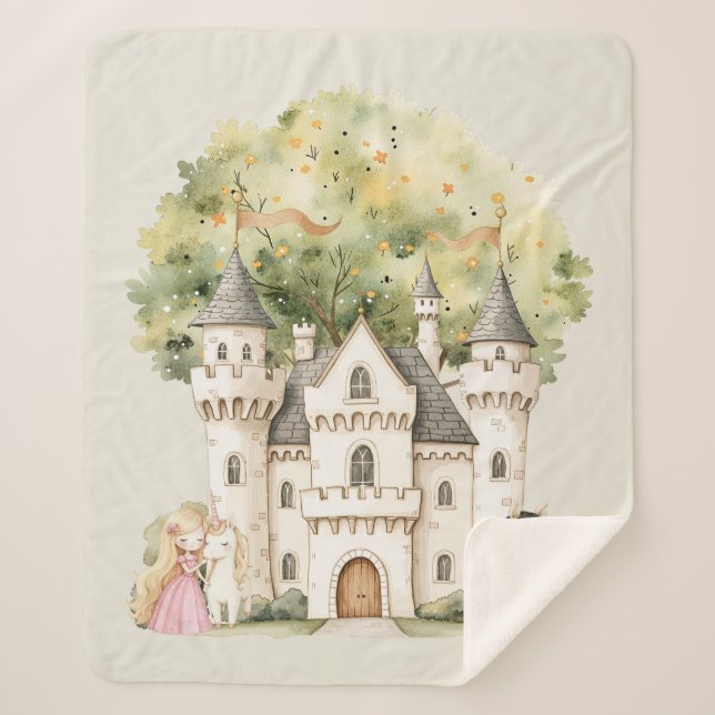 Watercolor Fairytale Princess Whimsical Sherpadecke (Vorderseite)