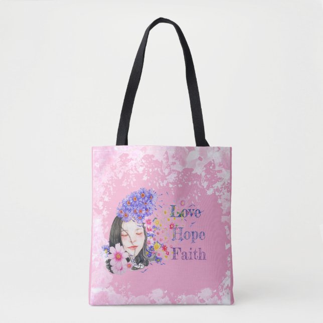 watercolor faith hope love tote bag (Vorderseite)